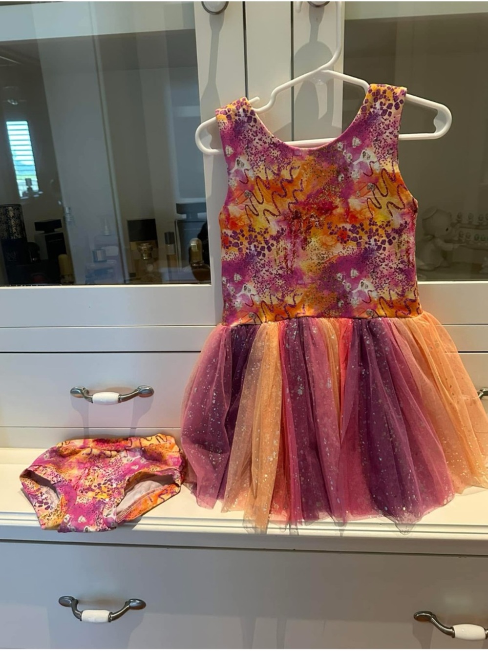 Girls Multicolor Tulle  Dress with Matching Panties size 7 and size 4